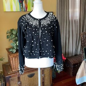 Express lambs wool and angora pearl studded black sweater Sz M